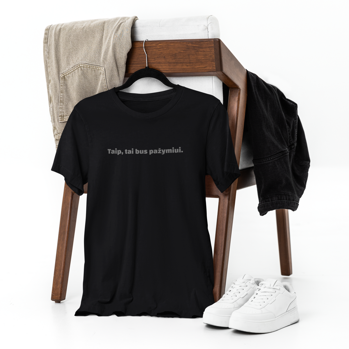 Juodi unisex marškinėliai "Taip, tai bus pažymiui."