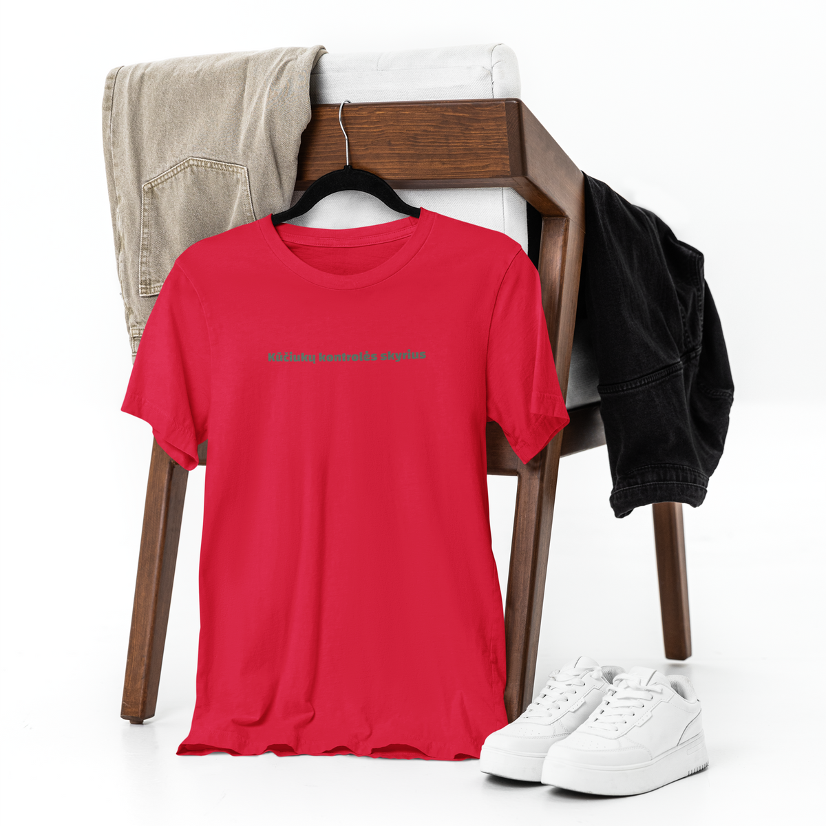 Raudoni UNISEX marškinėliai "Kūčiukų kontrolės skyrius."