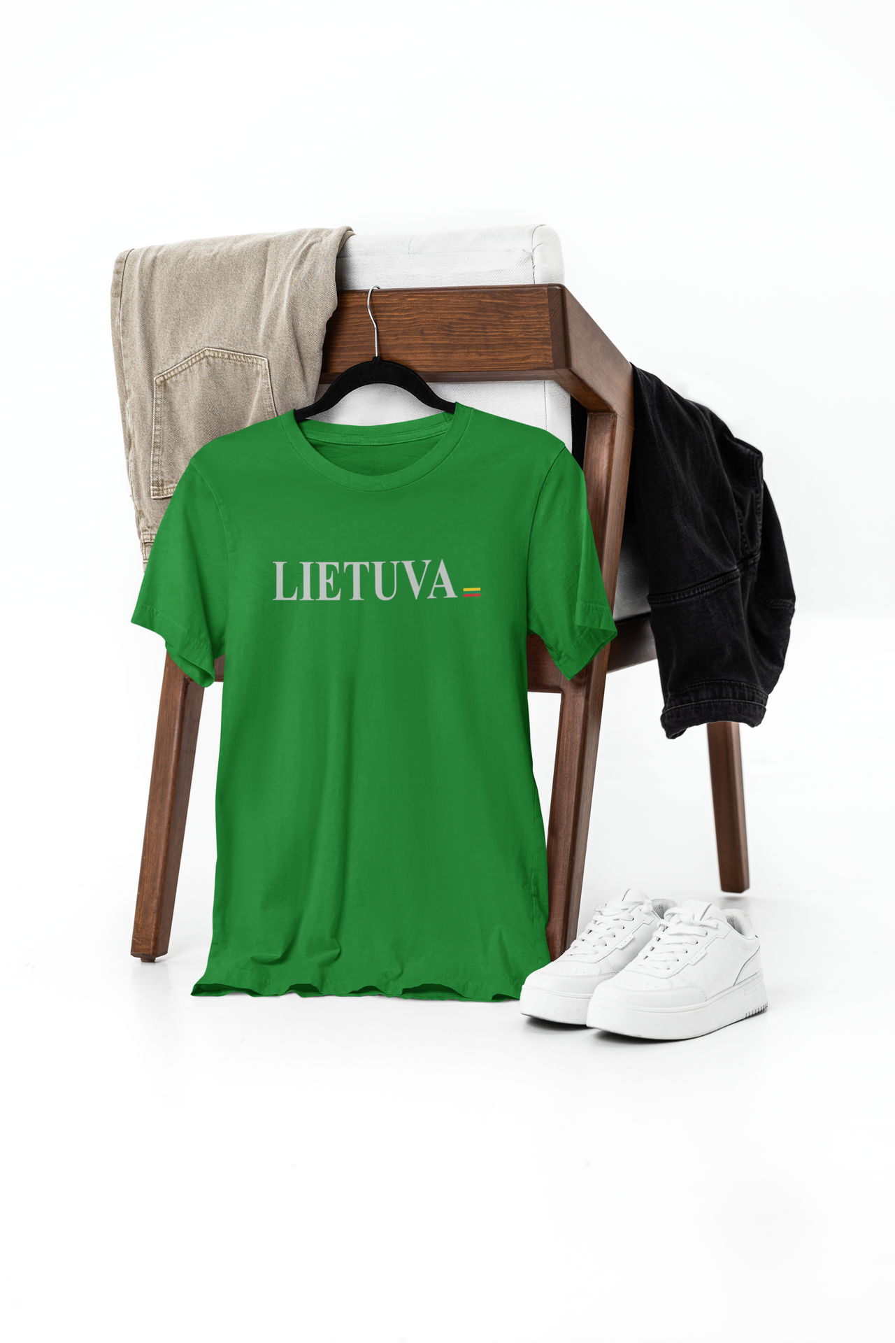 Žali unisex maškinėliai "Lietuva su vėliavėle"